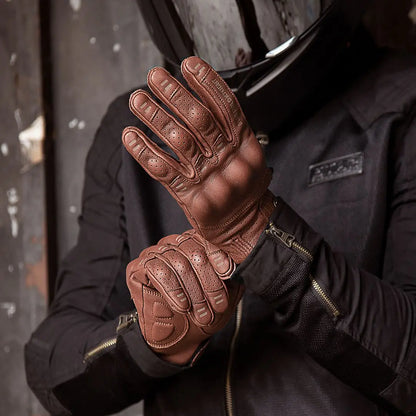 Guantes de moto de cuero de cabra retro