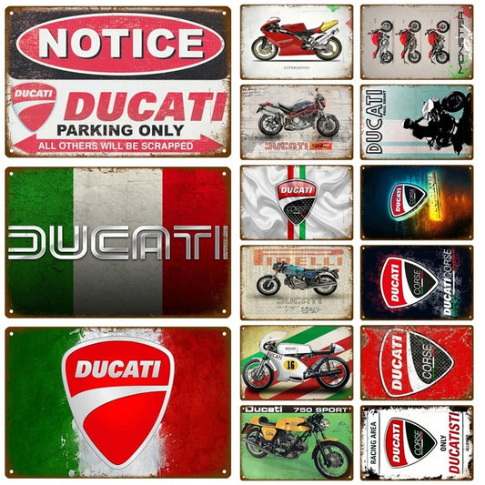 Ducati Motorcycle Plaque Metal Vintage Decor