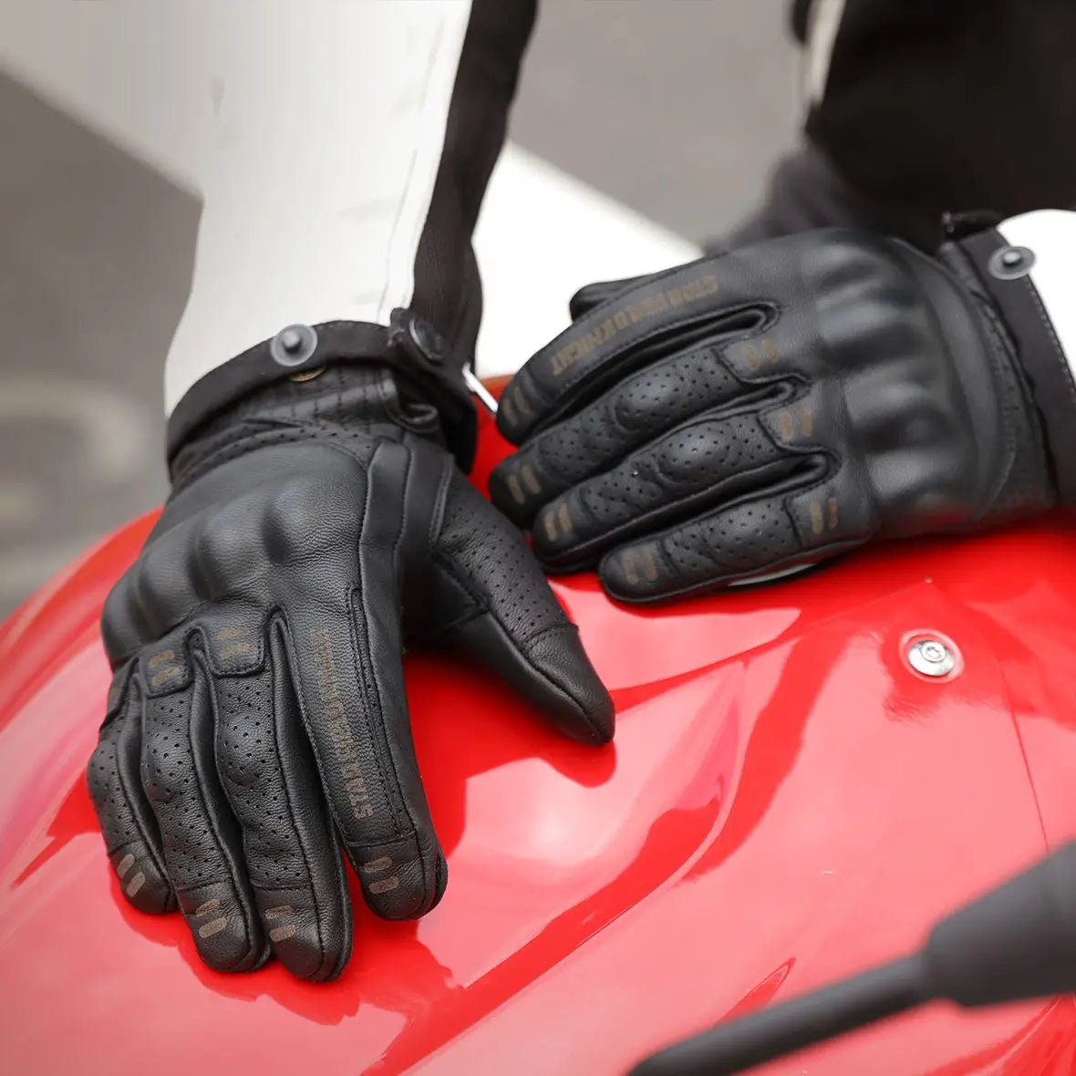 Gants de moto en cuir de chèvre rétro