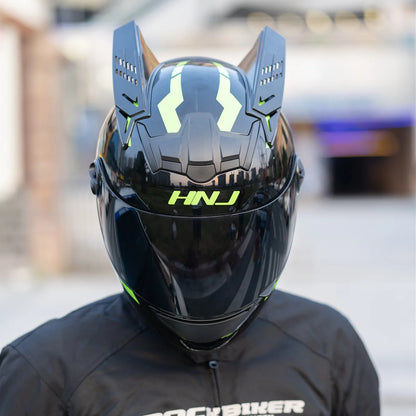 Lindo casco de motocicleta con orejas de gato para mujer