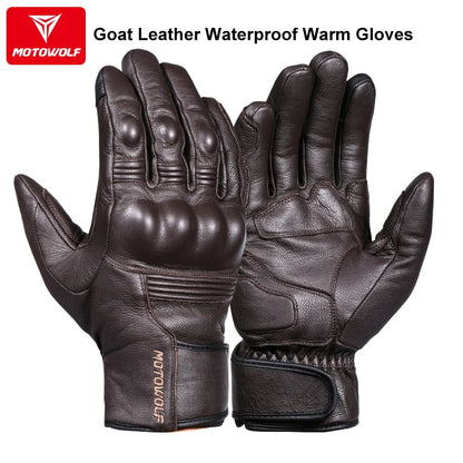 Gants de moto en cuir Motowolf