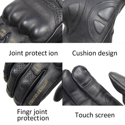 Retro Goat Leather Motorcycle Gloves