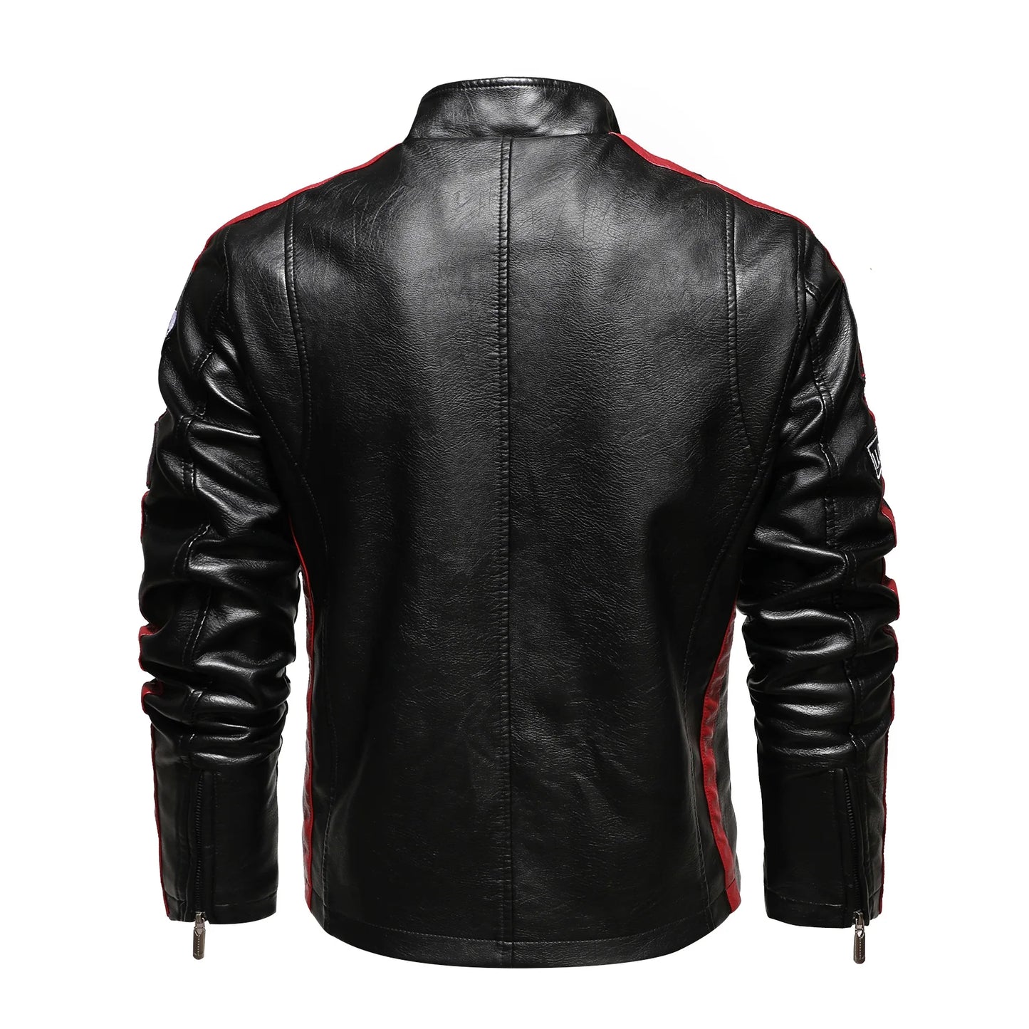 Herren-Motorrad-Lederjacke mit Stehkragen