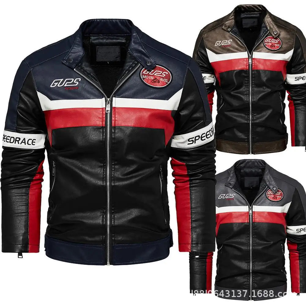 Chaqueta de cuero para hombre Moto