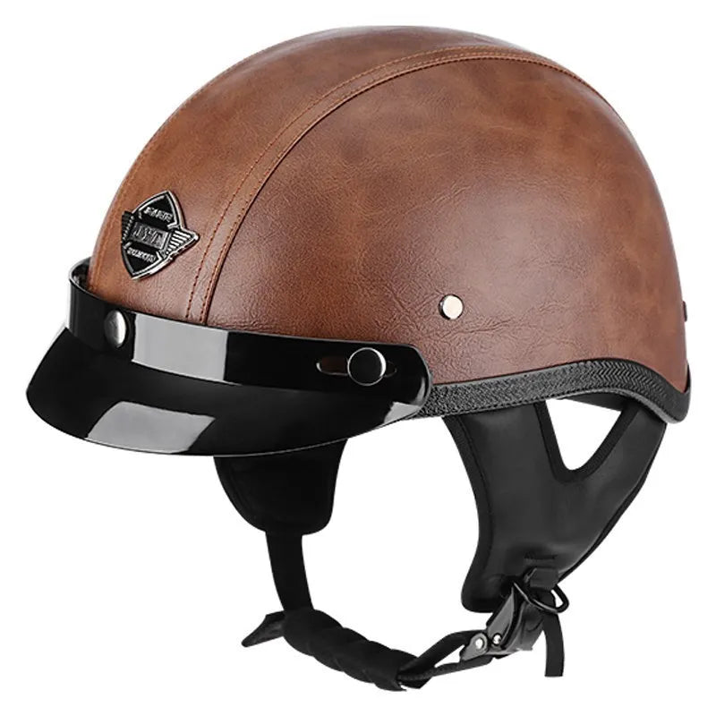 Motorrad -Vintage -PU -Lederhelm