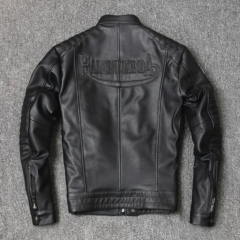 Veste de motard en cuir masculin