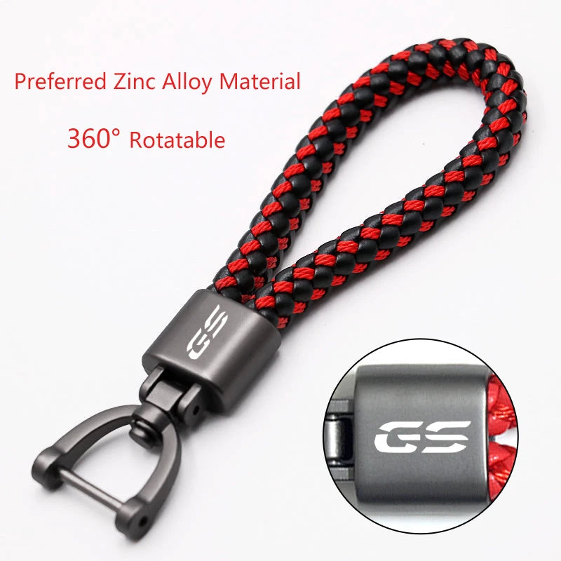 BMW GS Braided Leather Keychain