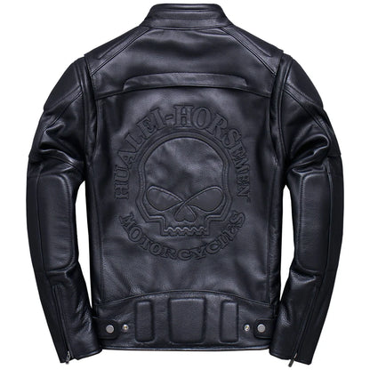 Herren-Motorradjacke aus echtem Leder mit schmaler Passform