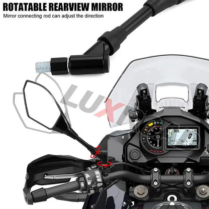 Motorcycle Rearview Mirrors with Amber LED Turn Signals