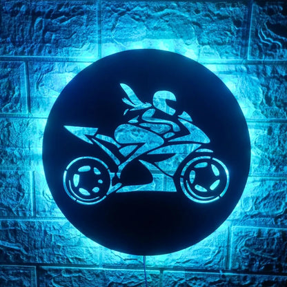 Motorcycle LED Wall Lamp with Remote Control 