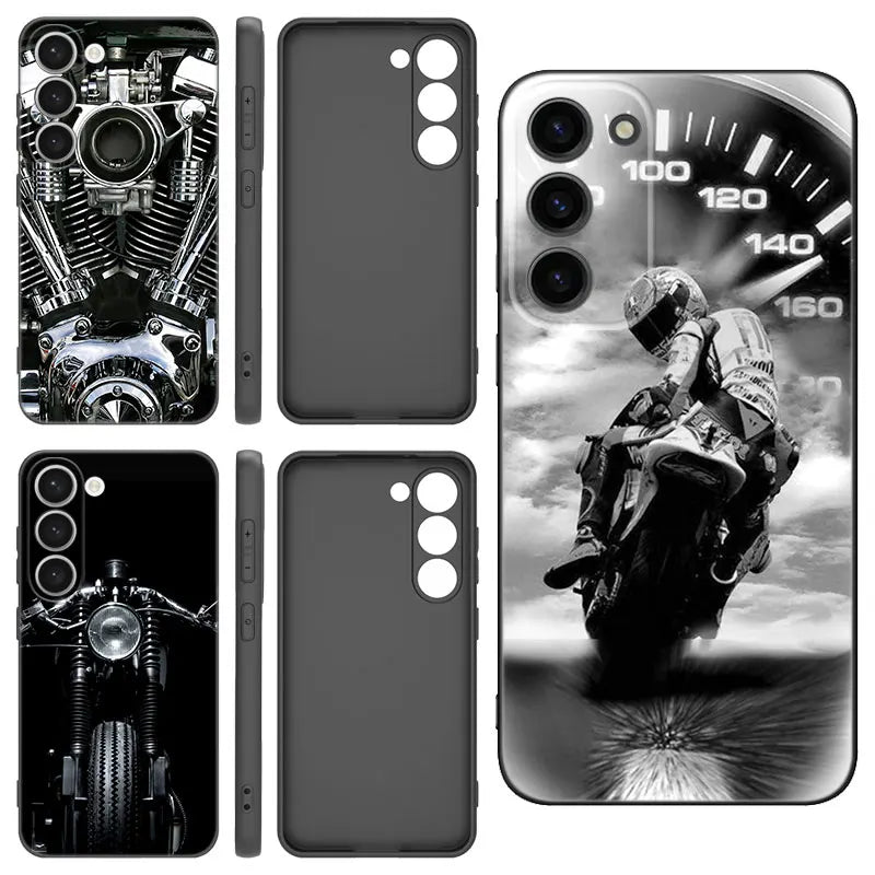 Motorcycle Sports Black Silicone Phone Case 