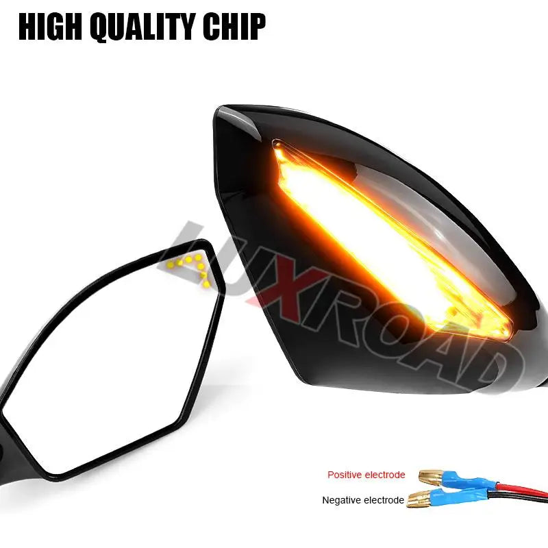 Motorcycle Rearview Mirrors with Amber LED Turn Signals