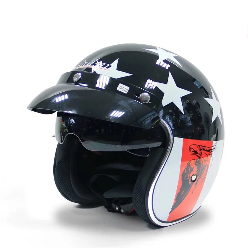 Casque de moto rétro de drapeau vintage