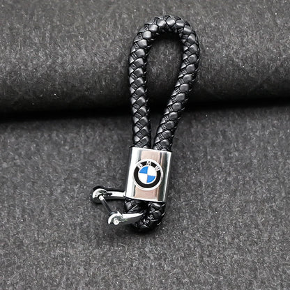 Keechain in pelle intrecciata BMW - Logo classico