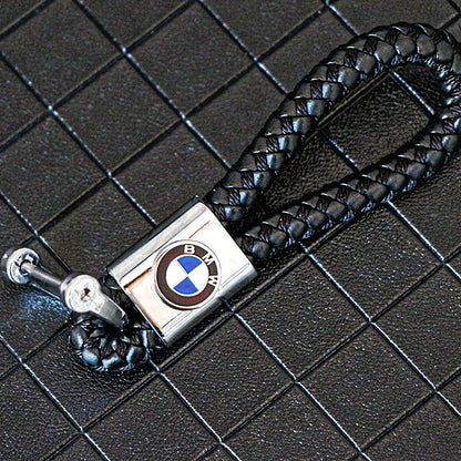 BMW Braided Leather Keychain – Classic Logo