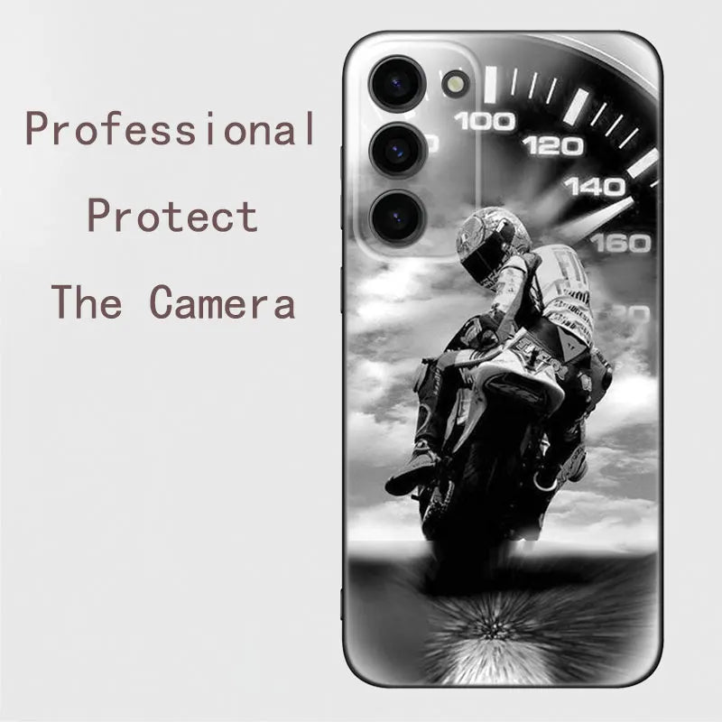 Motorcycle Sports Black Silicone Phone Case 