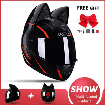 Capacete de motocicleta de orelha de gato