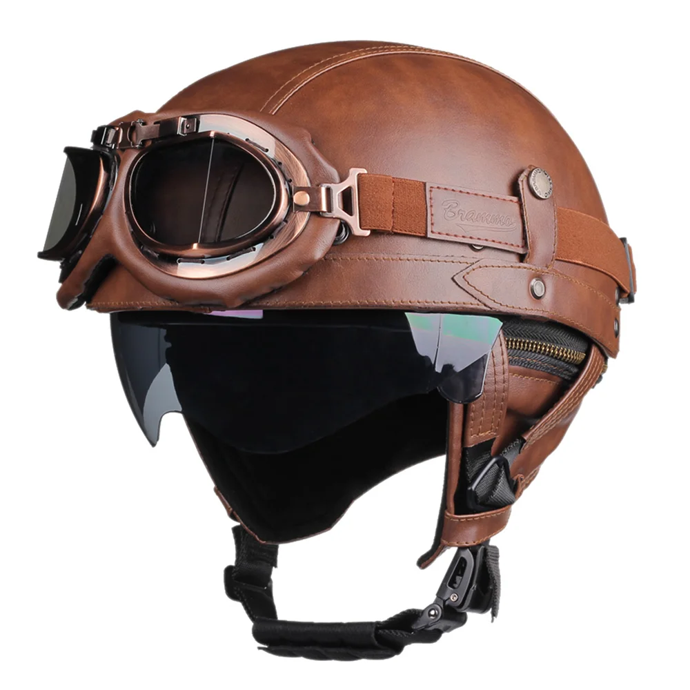 Retro Leather Motorcycle Helmet – Motoboss - Shop