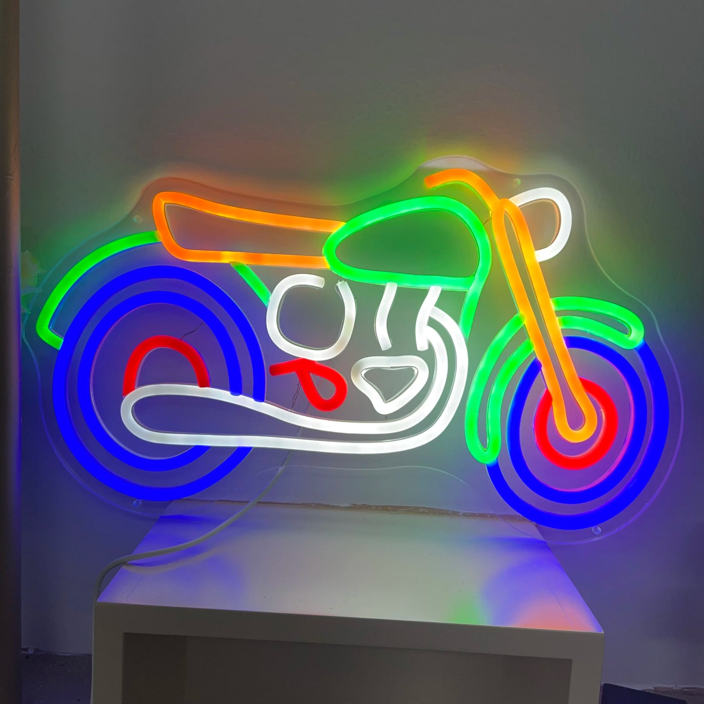 Colorido signo de neón LED de motocicleta