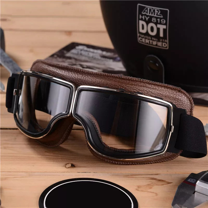 Winddichte Motorradbrille im Retro-Stil