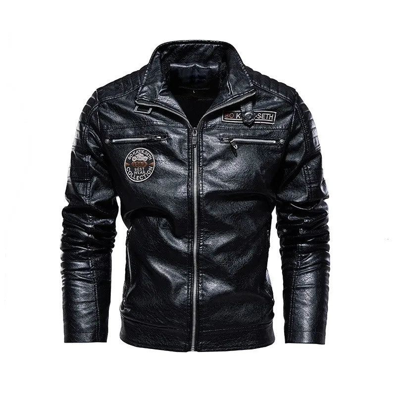 Men Leather Jacket Autumn Zipper