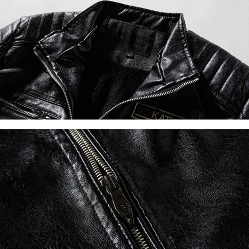 Men Leather Jacket Autumn Zipper