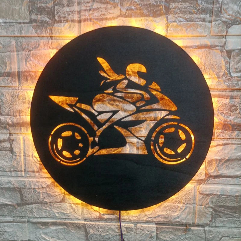 Motorcycle LED Wall Lamp with Remote Control 