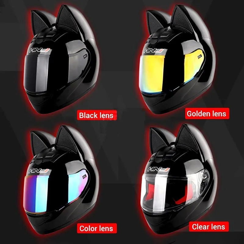 Casque de moto de l'oreille de chat