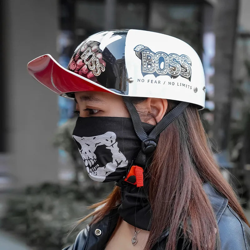 Casco de moto con lengua de pato de baloncesto