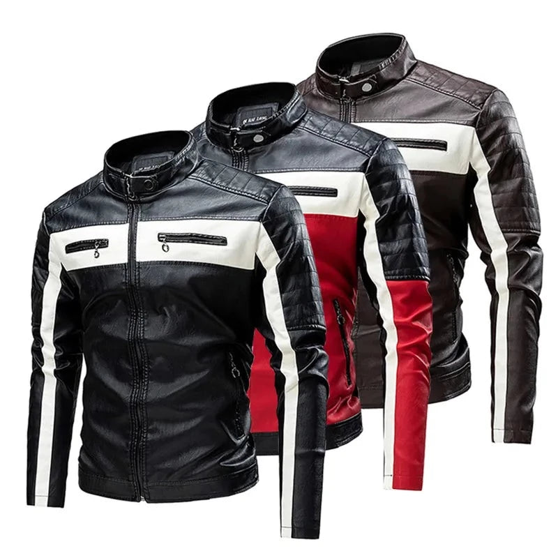 Veste technique en cuir moto