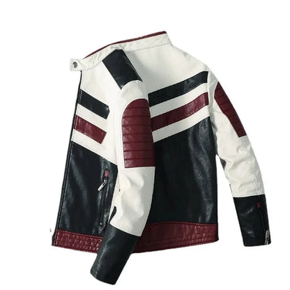 Stylish Slim-Fit Leather Motorcycle Jacket for Men