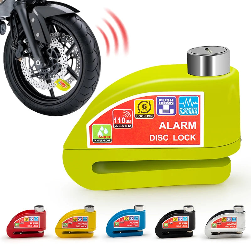 Trava de disco de motocicleta com alarme de 110db