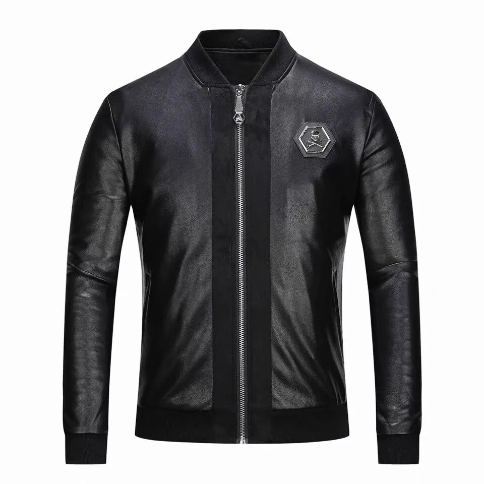 Totenkopf-Lederjacke für Herren