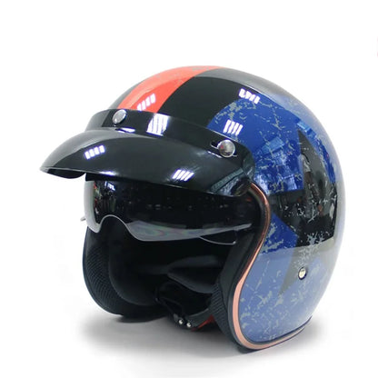 Casque de moto rétro de drapeau vintage