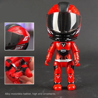 Alloy Motorbike Helmet - Motorcycle Rider Action Figure