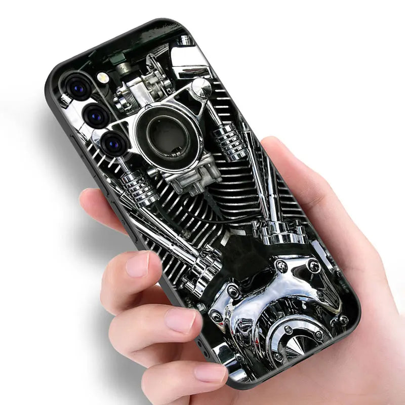 Motorcycle Sports Black Silicone Phone Case 