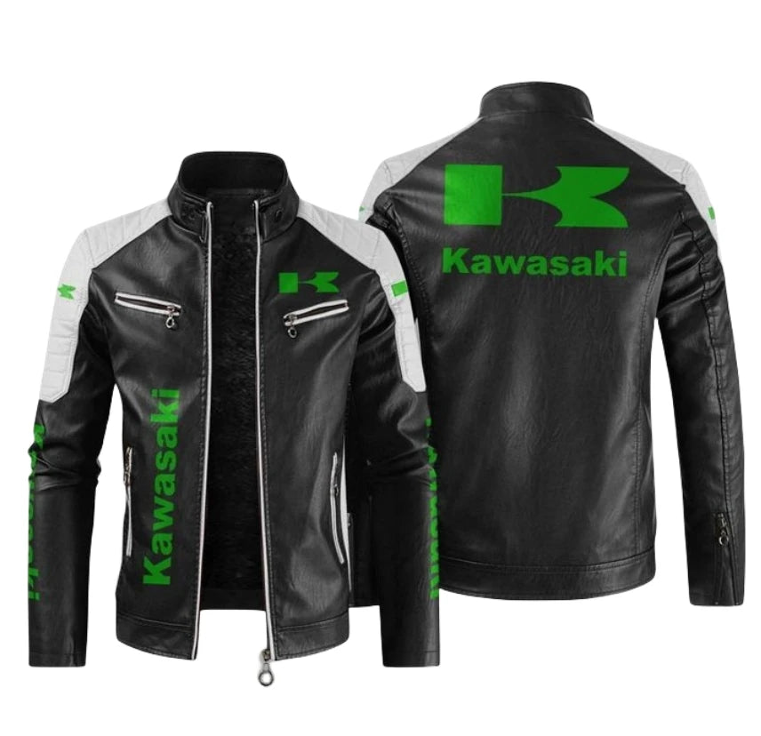 Chaqueta de hombre de cuero kawasaki