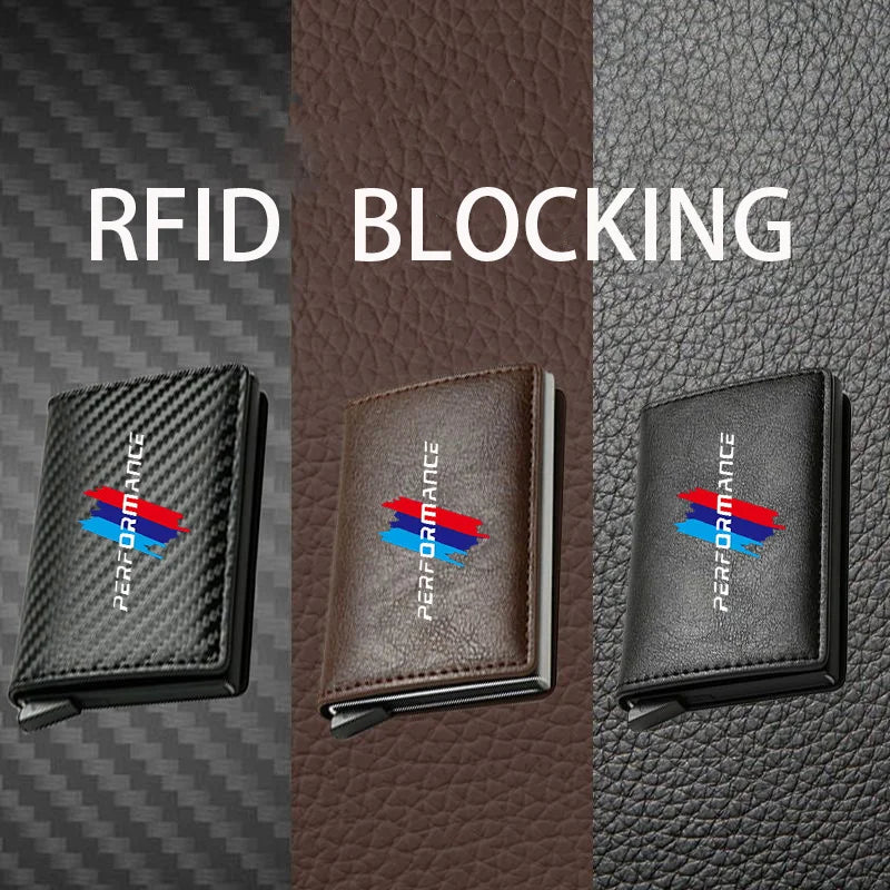 Portafoglio in pelle RFID per prestazioni BMW