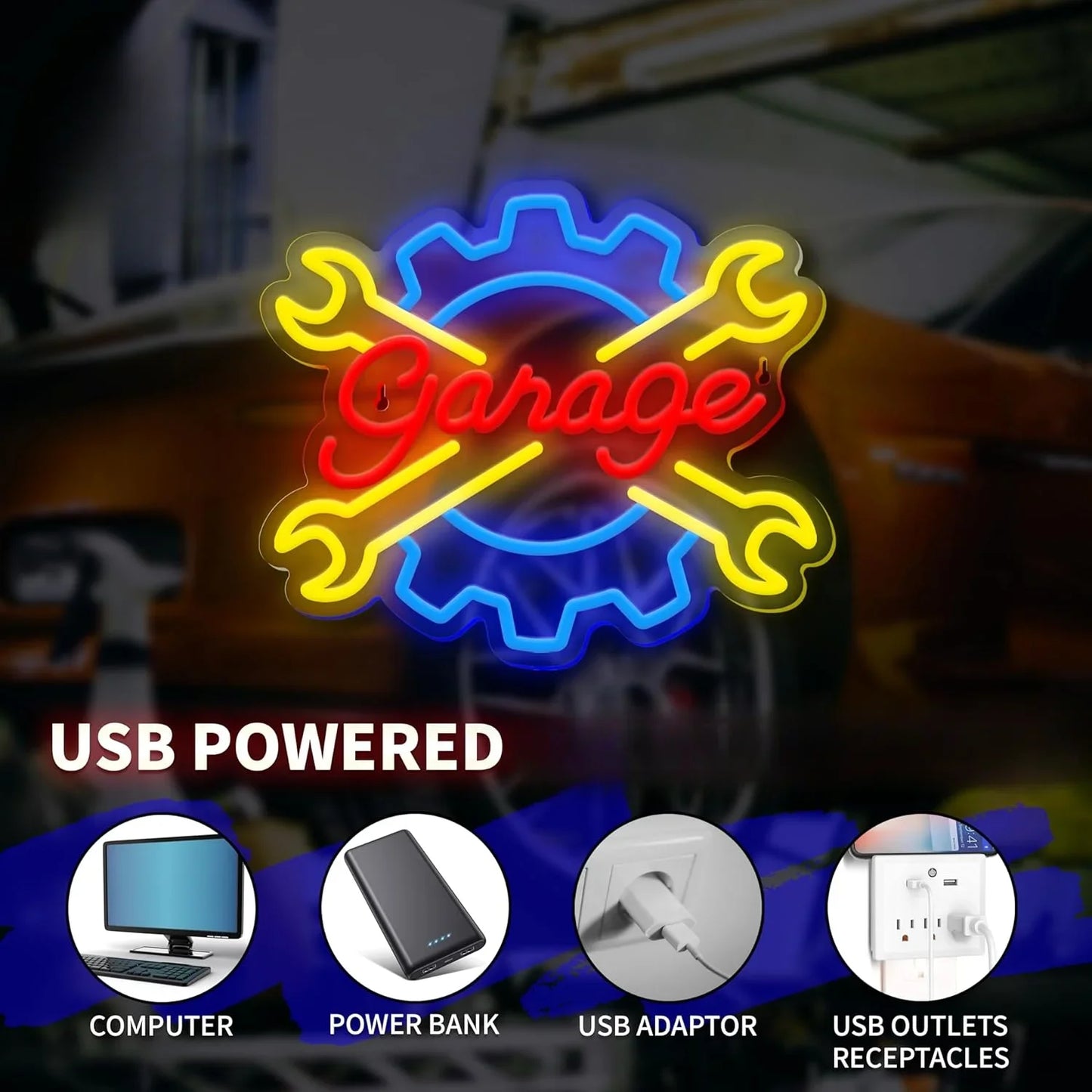 Cruzada Curtances de garagem LED NEON SIGN