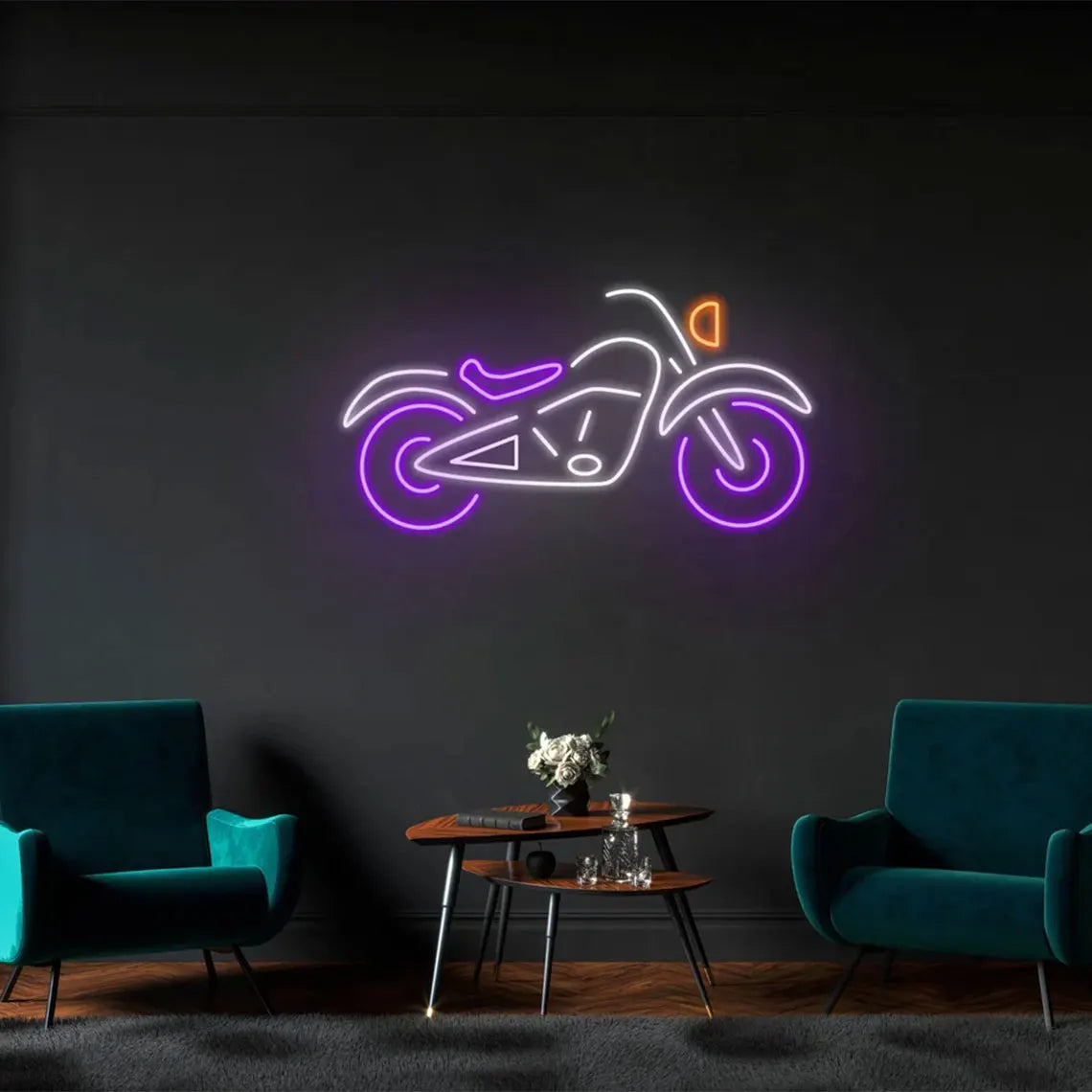 Colorido signo de neón LED de motocicleta