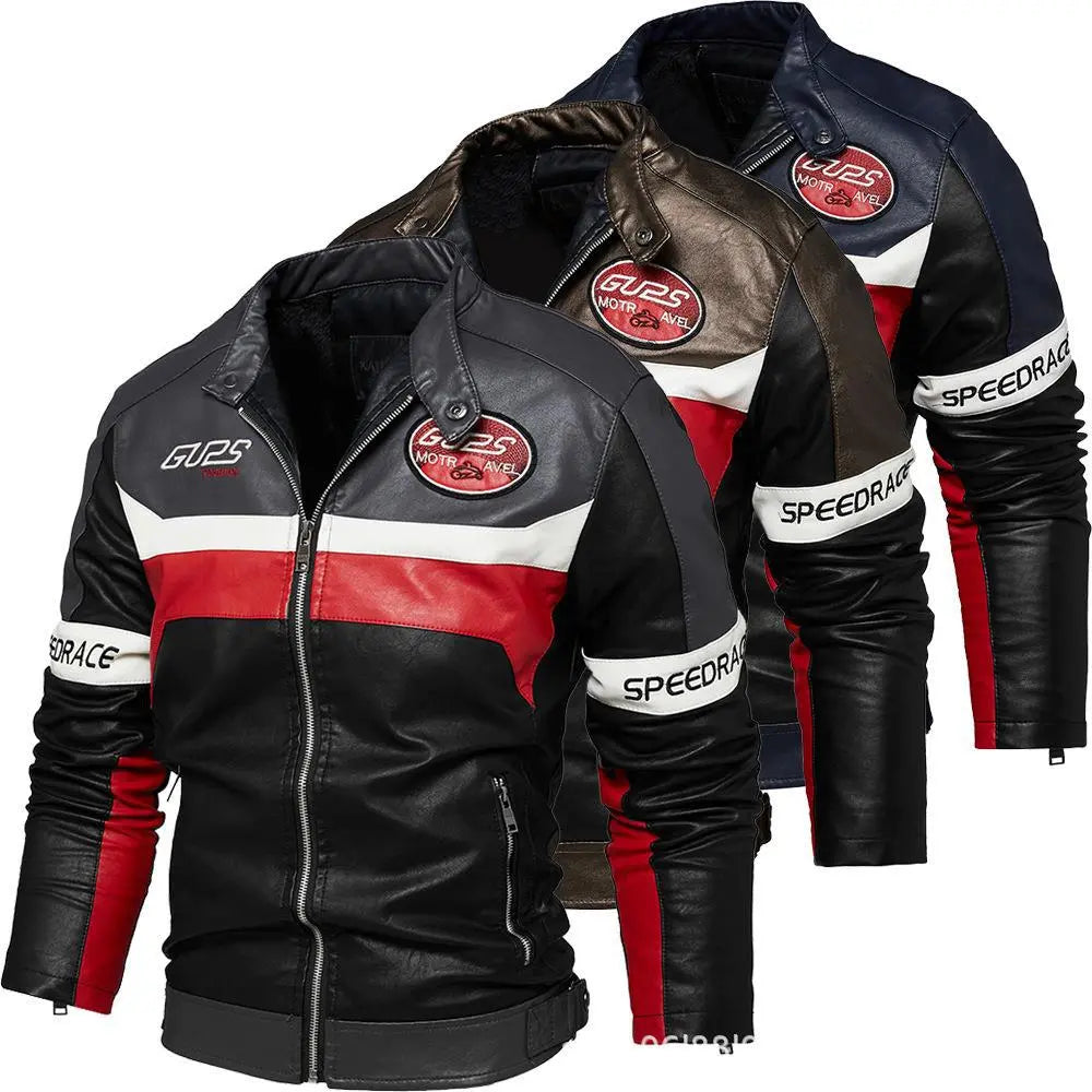 Chaqueta de cuero para hombre Moto