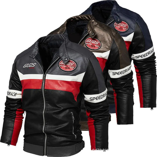 Motorcycle de veste en cuir masculin