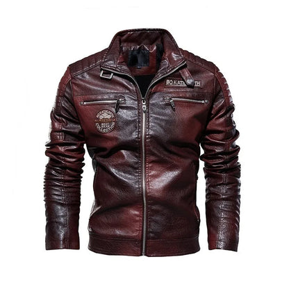 Men Leather Jacket Autumn Zipper