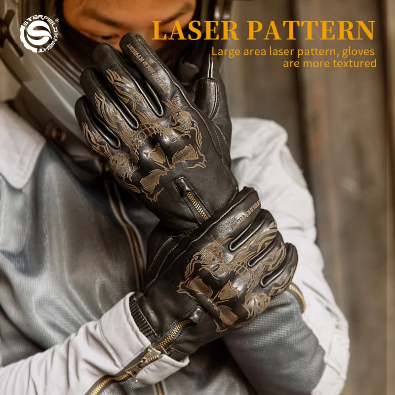 Gants de moto à motif laser