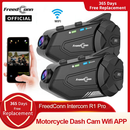 Bluetooth Motorcycle Intercom & Helmet Headset - FreedConn R1 Pro