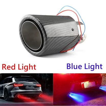 Dica de escape de fibra de carbono com LED universal - (exclusivo para carros)