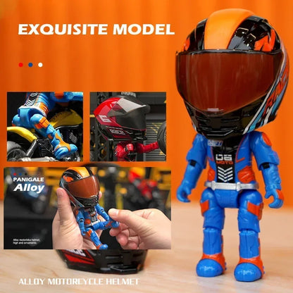 Alloy Motorbike Helmet - Motorcycle Rider Action Figure