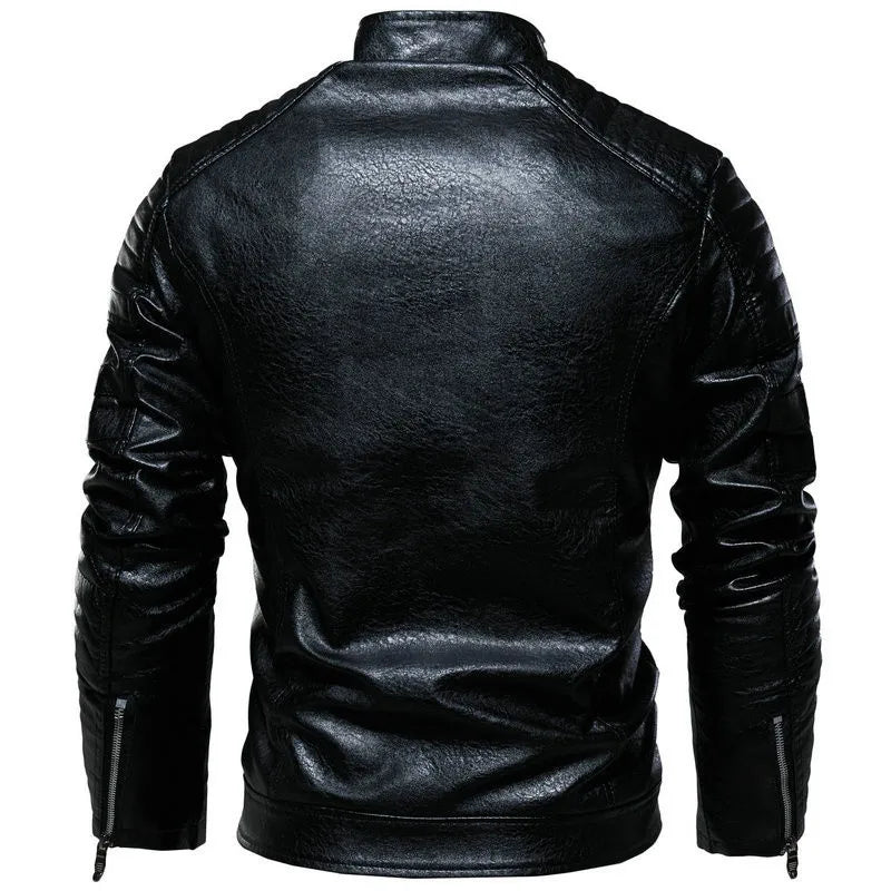 Men Leather Jacket Autumn Zipper