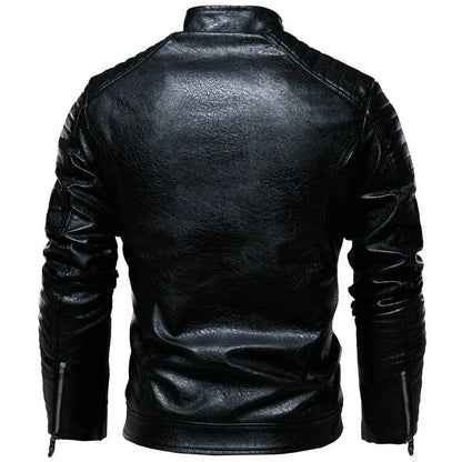 Chaqueta de cuero para hombre Cremallera de otoño