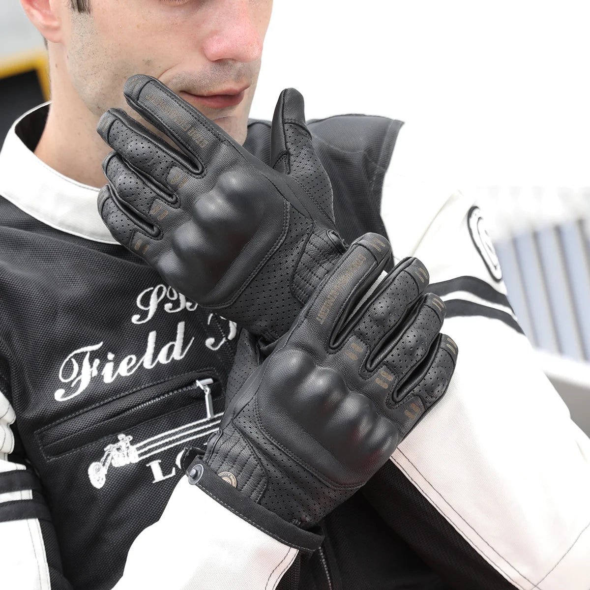 Gants de moto en cuir de chèvre rétro